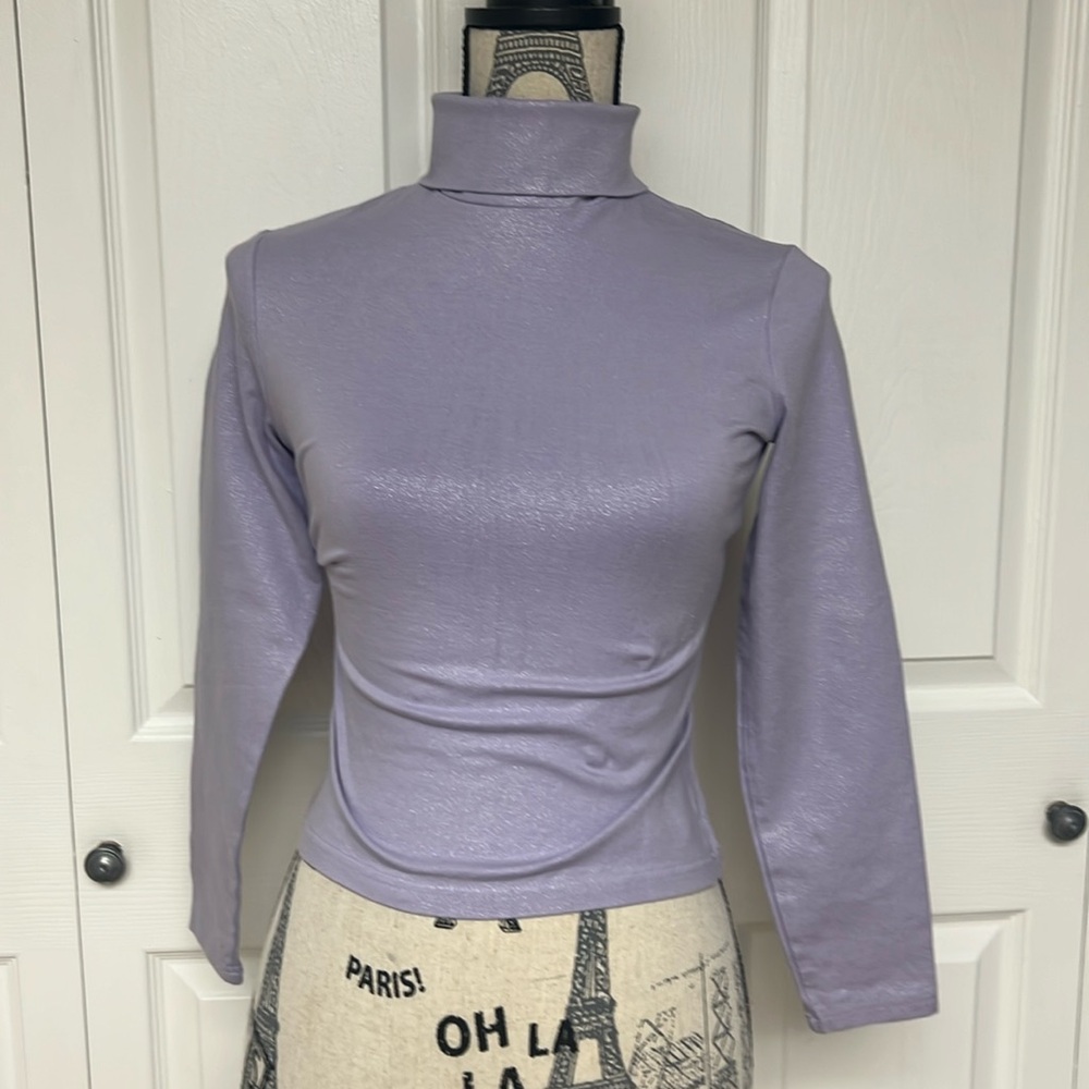 Sparkly purple turtle neck top size S